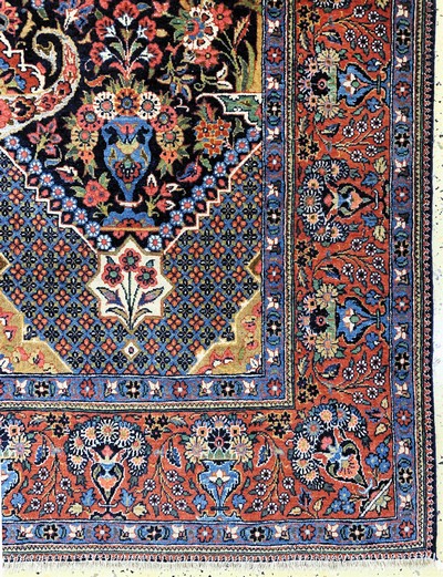 27142265a - Keschan´Hadji-Khanumi´antik, Persien, um 1900, Korkwolle mit Seide, ca. 206 x 135 cm, ...
