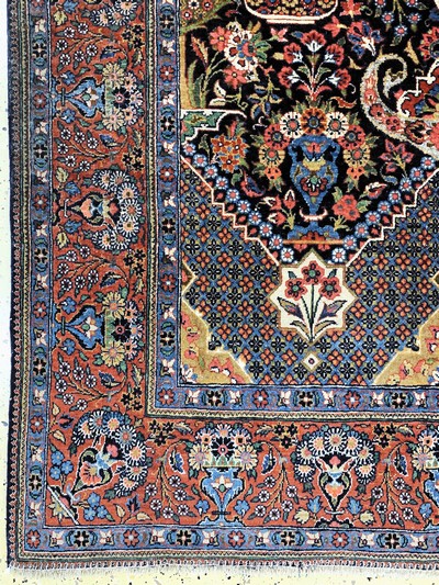 27142265b - Keschan´Hadji-Khanumi´antik, Persien, um 1900, Korkwolle mit Seide, ca. 206 x 135 cm, ...
