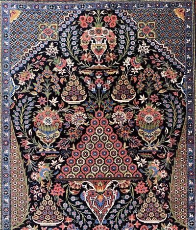 27142265c - Keschan´Hadji-Khanumi´antik, Persien, um 1900, Korkwolle mit Seide, ca. 206 x 135 cm, ...