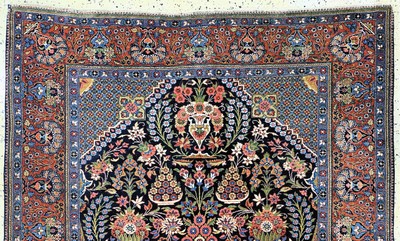 27142265d - Keschan´Hadji-Khanumi´antik, Persien, um 1900, Korkwolle mit Seide, ca. 206 x 135 cm, ...
