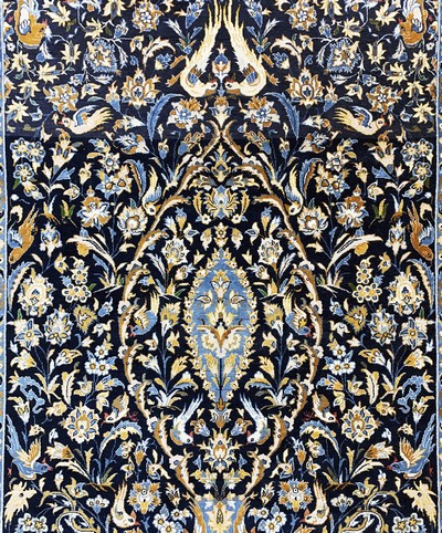 27142270d - Esfahan fein, Persien, Mitte 20.Jhd, Korkwolle auf Seide, ca. 162 x 110 cm, EHZ: ...