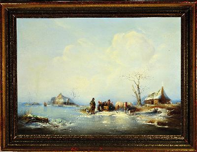 27142276k - Wilhelm Alexander Meyerheim, 1815 Danzig-1882 Berlin, Winterlandschaft mit Bauernfamilie ...