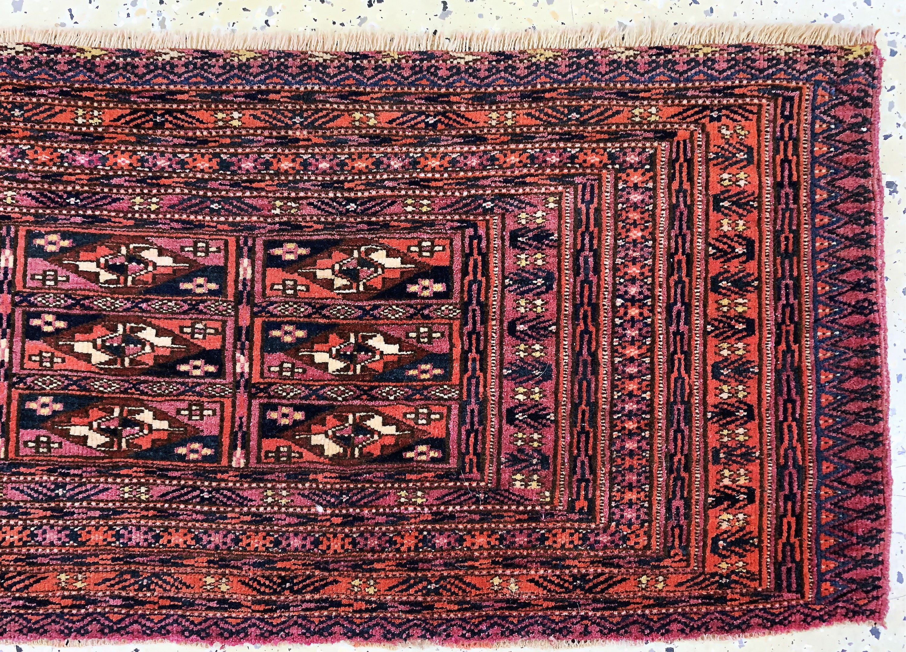 Detail g: Konvolut aus 2 Torba & 2 Tschowal, antik, Turkmenistan, 19.Jhd, Wolle auf Wolle, ca. 145 x 100 cm & ca. 88 x 35 cm, EHZ: 3-4