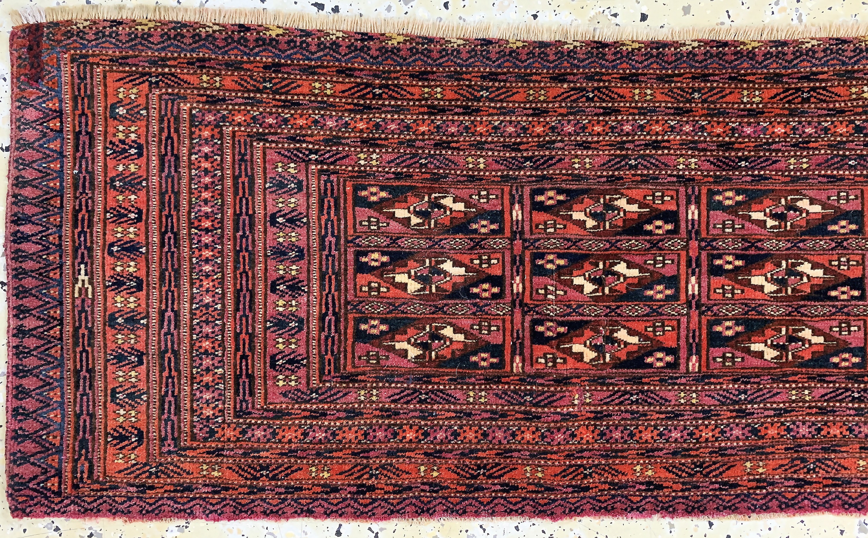 Detail h: Konvolut aus 2 Torba & 2 Tschowal, antik, Turkmenistan, 19.Jhd, Wolle auf Wolle, ca. 145 x 100 cm & ca. 88 x 35 cm, EHZ: 3-4