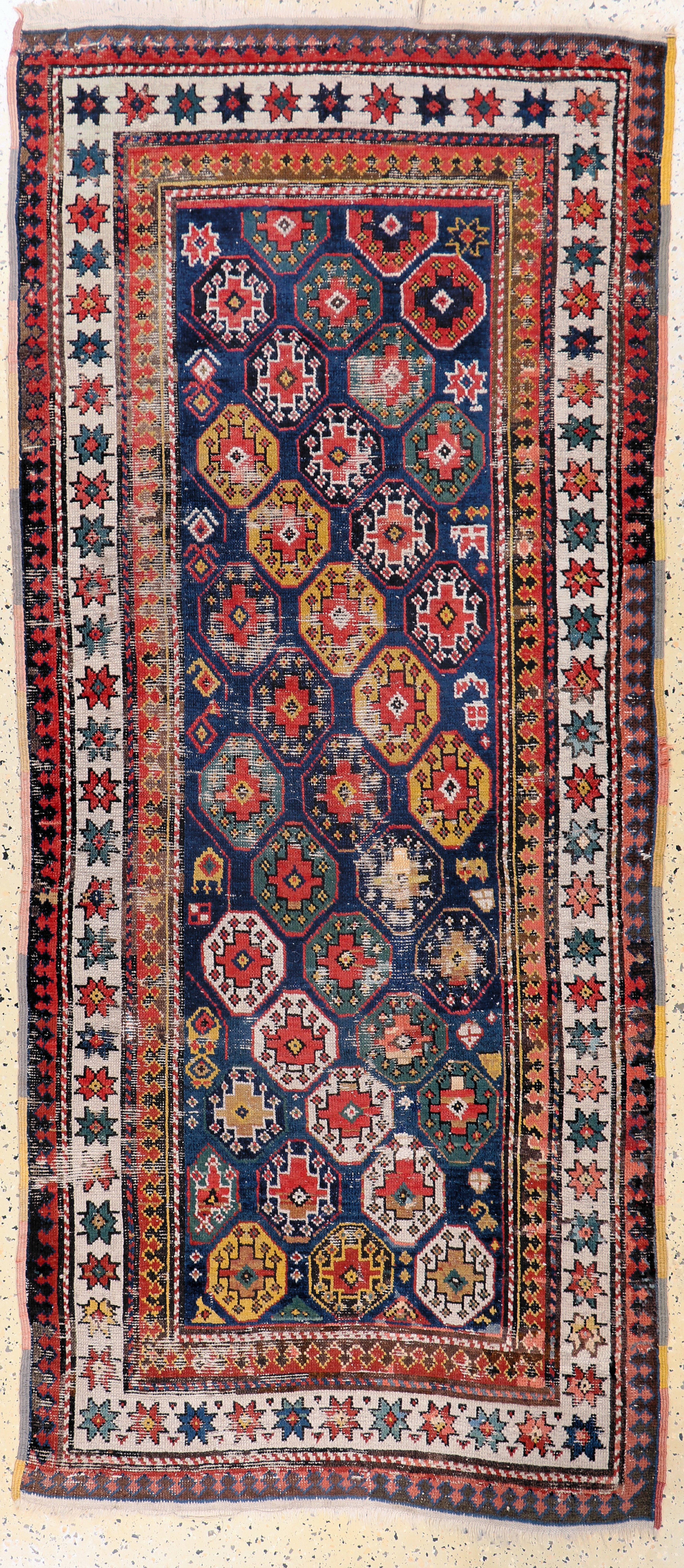 Image 27142349 - Kazak antik, Kaukasus, 19.Jhd, Wolle auf Wolle, ca. 225 x 100 cm, EHZ: 3(restauriert) ...