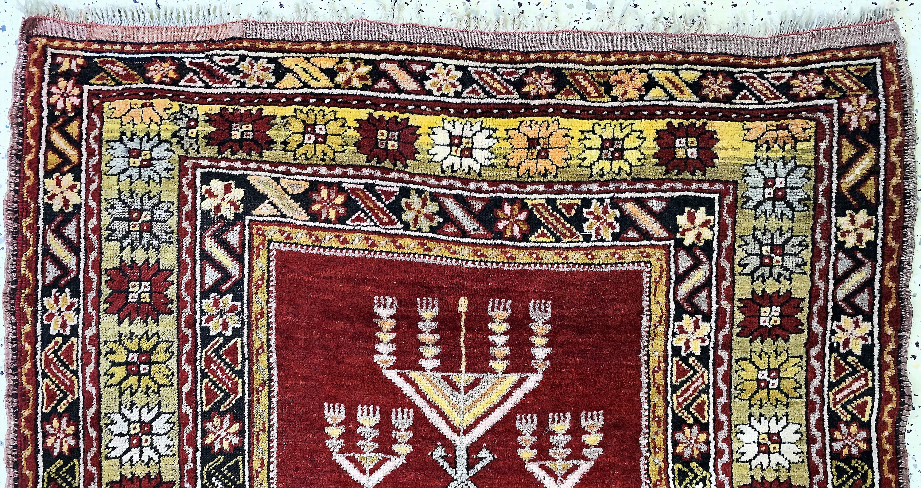 Detail a: Melas alt, Türkei, Anfang 20.Jhd, Wolle aufWolle, ca. 160 x 115 cm, EHZ: 2, (restauriert)