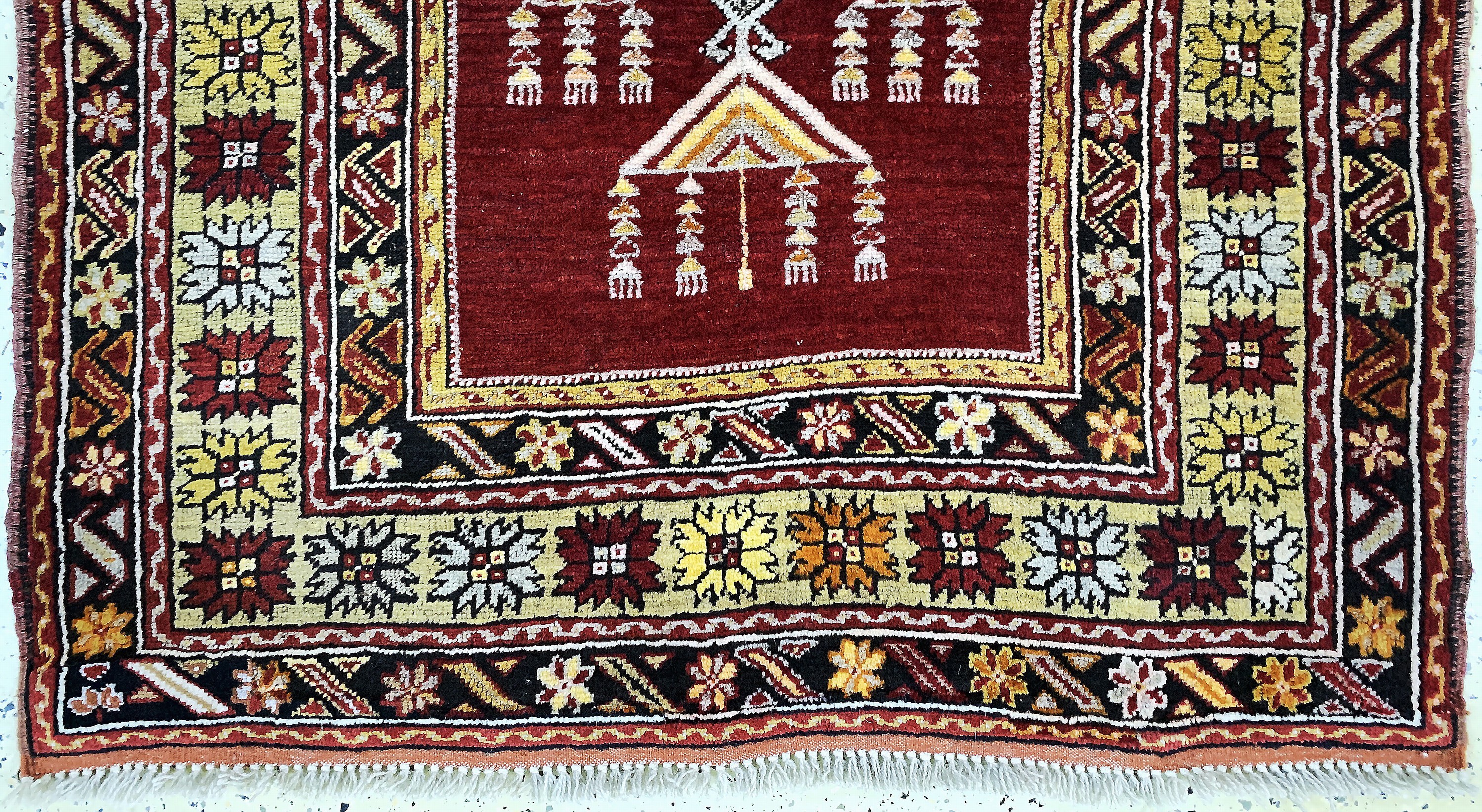 Detail c: Melas alt, Türkei, Anfang 20.Jhd, Wolle aufWolle, ca. 160 x 115 cm, EHZ: 2, (restauriert)