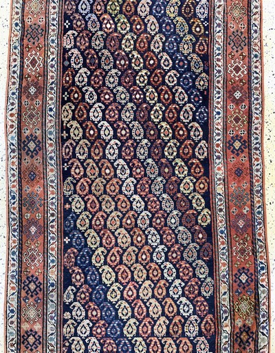 27142320b - Karabagh Kazak antique, Caucasus, 19th century, wool on wool, approx. 305 x 113 cm, ...
