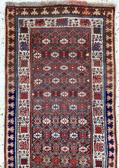 27142323a - Karabagh Kazak antik, Kaukasus, 19.Jhd, Wolle auf Wolle, ca. 320 x 78 cm, ...