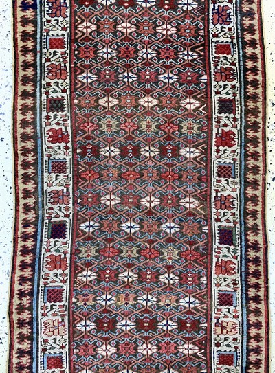 27142323c - Karabagh Kazak antik, Kaukasus, 19.Jhd, Wolle auf Wolle, ca. 320 x 78 cm, ...