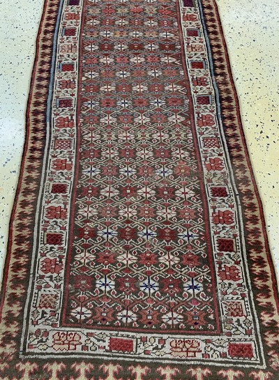 27142323f - Karabagh Kazak antik, Kaukasus, 19.Jhd, Wolle auf Wolle, ca. 320 x 78 cm, ...