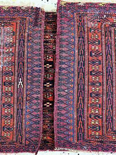 27142325i - Konvolut aus 2 Torba & 2 Tschowal, antik, Turkmenistan, 19.Jhd, Wolle auf Wolle, ca. 145 ...