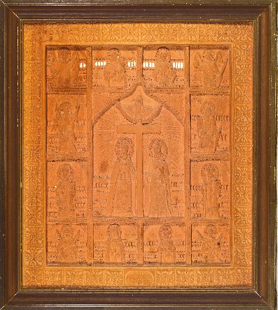 27142334k - Orthodoxe Holzikone-Paneel, rumänisch, dat. 1929, Felderikone, zentrales Hauptmotiv: ...
