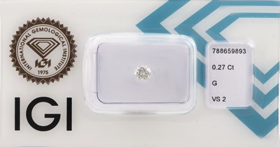Image Loser Brillant 0.27 ct feines Weiß(G)/vs2, eingeschweißt, IGI-Expertise anbei ...
