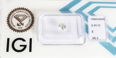 Image Loser Brillant 0.55 ct hochfeines Weiß(E)/vs2,eingeschweißt, IGI-Expertise anbei ...
