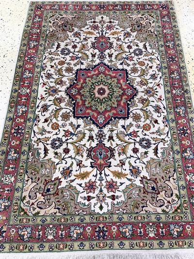 27142396d - Täbriz fein(50 Raj), Persien, Ende 20.Jhd, Korkwolle mit Seide, ca. 150 x 100 cm, ca. ...