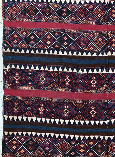 27142476c - Malatia Kelim antik(2 Bahnig), Türkei, 19.Jhd, Wolle auf Wolle, ca. 265 x 153 cm, EHZ: ...