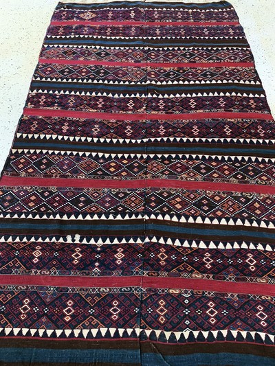 27142476g - Malatia Kelim antik(2 Bahnig), Türkei, 19.Jhd, Wolle auf Wolle, ca. 265 x 153 cm, EHZ: ...