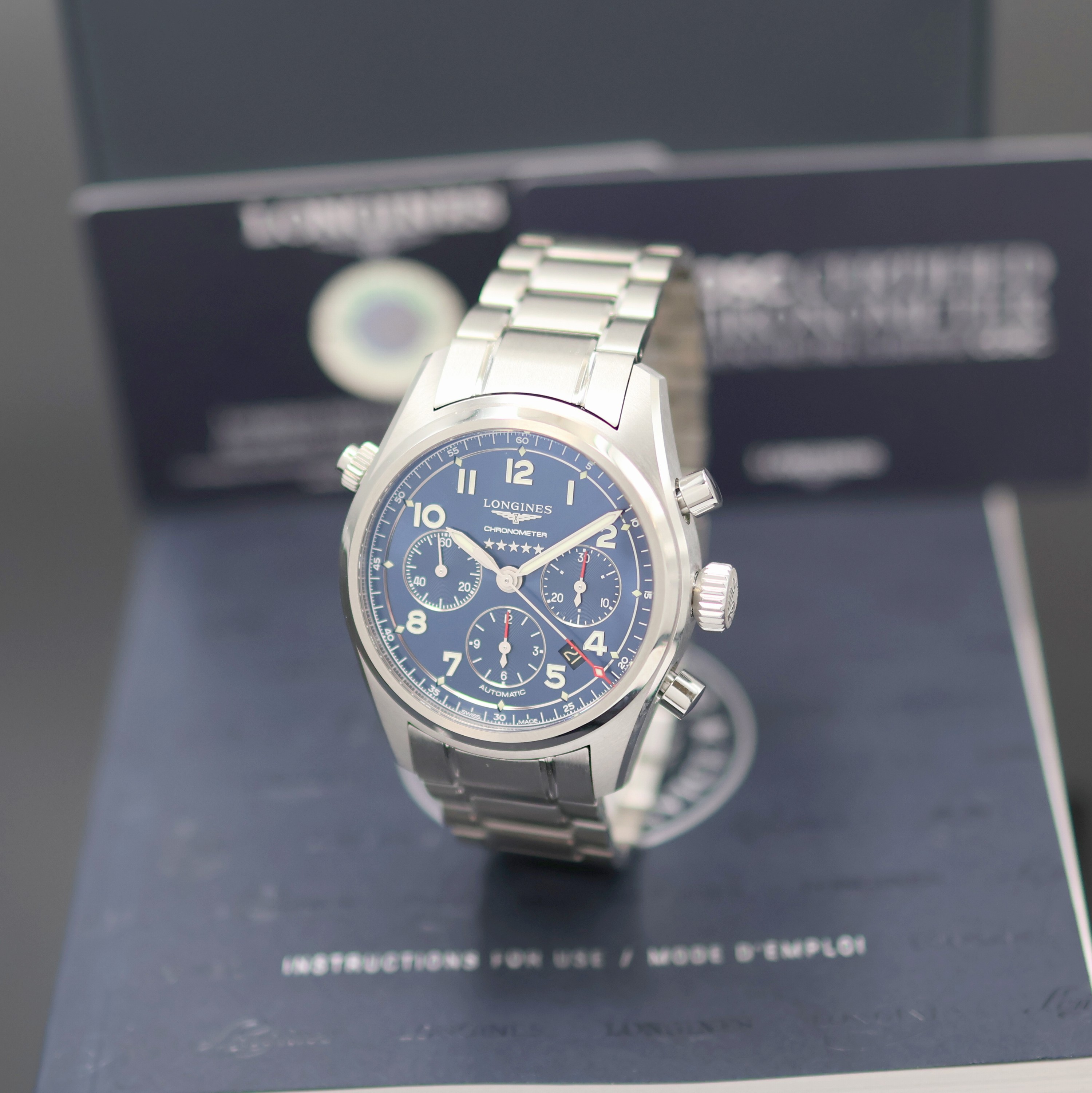 Image 27142576 - LONGINES Spirit ungetragener Herrenchronograph Referenz L3.820.4.93.6, Automatik, ...