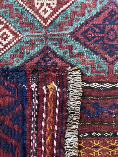 27142549c - Khordjinfronts, Persien, Anfang 20.Jhd, Wolle auf Wolle, ca. 80 x 90 cm, EHZ: 2 ...