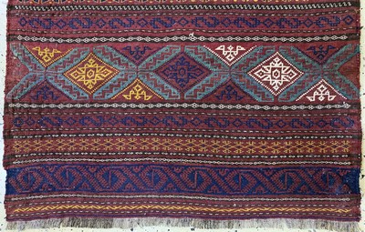 27142549e - Khordjinfronts, Persien, Anfang 20.Jhd, Wolle auf Wolle, ca. 80 x 90 cm, EHZ: 2 ...