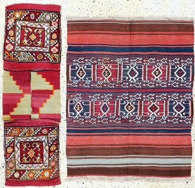 Image 2 lots of double bag & Malatia Kilim, Turkey, early 20th century, wool on wool, approx. ...