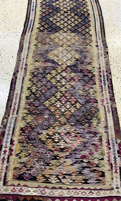 27142552d - Bidjar Kelim, Persien, Anfang 20.Jhd, Wolleauf Baumwolle, ca. 265 x 93 cm, EHZ: 2 ...