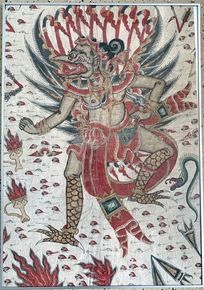 Image Paper painting, Asia, mid-20th century, approx. 101 x 71 cm, framed under glass. ...