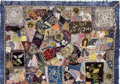 27142559a - Patchwork antik, Europa, 19.Jhd, Textilien Stücke aus Baumwolle & Seide auf Samt, ca. ...