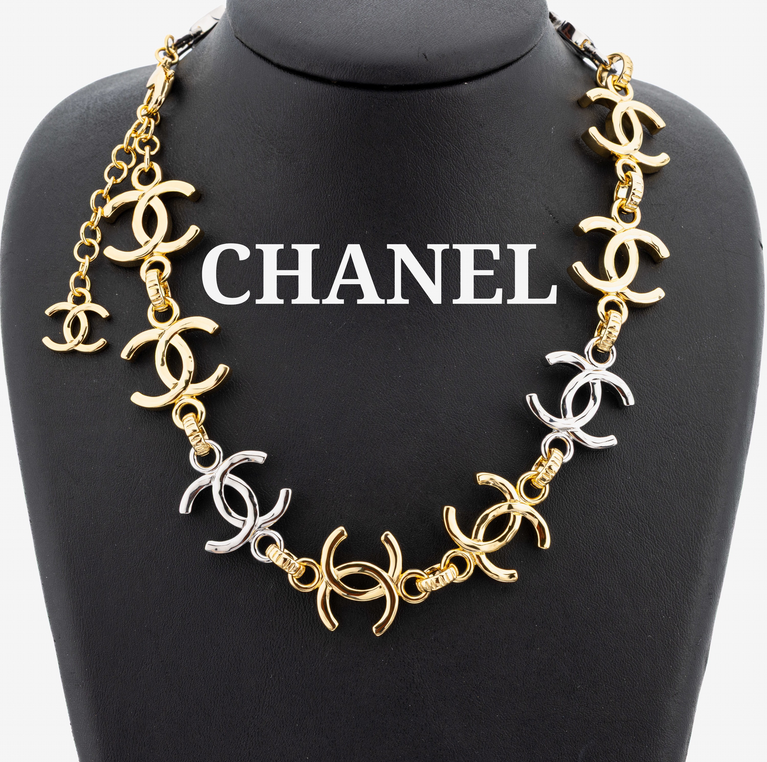 Image 27142695 - CHANEL Collier, Metall vergoldet bzw. verchromt, bicolor, CC-Logos, sign., L. ca. 40-49 ...