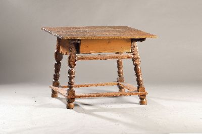 Image Bauerntisch, süddeutsch, 1. Hälfte 19.Jh., Eiche, vier Balusterbeine durch Zarge ...