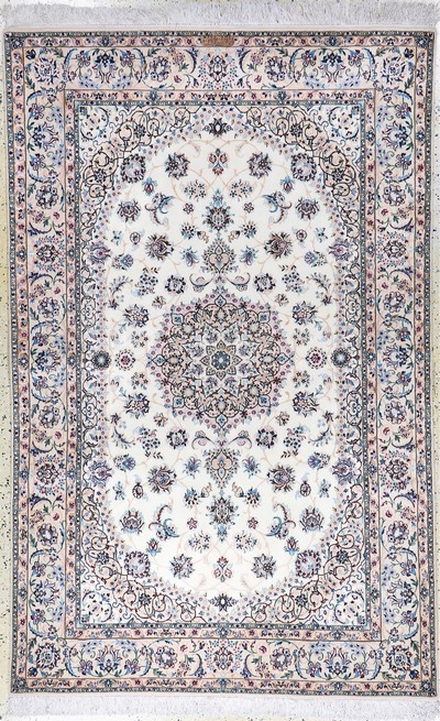 Image Nain fein(6 La) Persien, signiert´Habibian´, ca. 20 Jahre, Korkwolle mit und auf Seide, ...