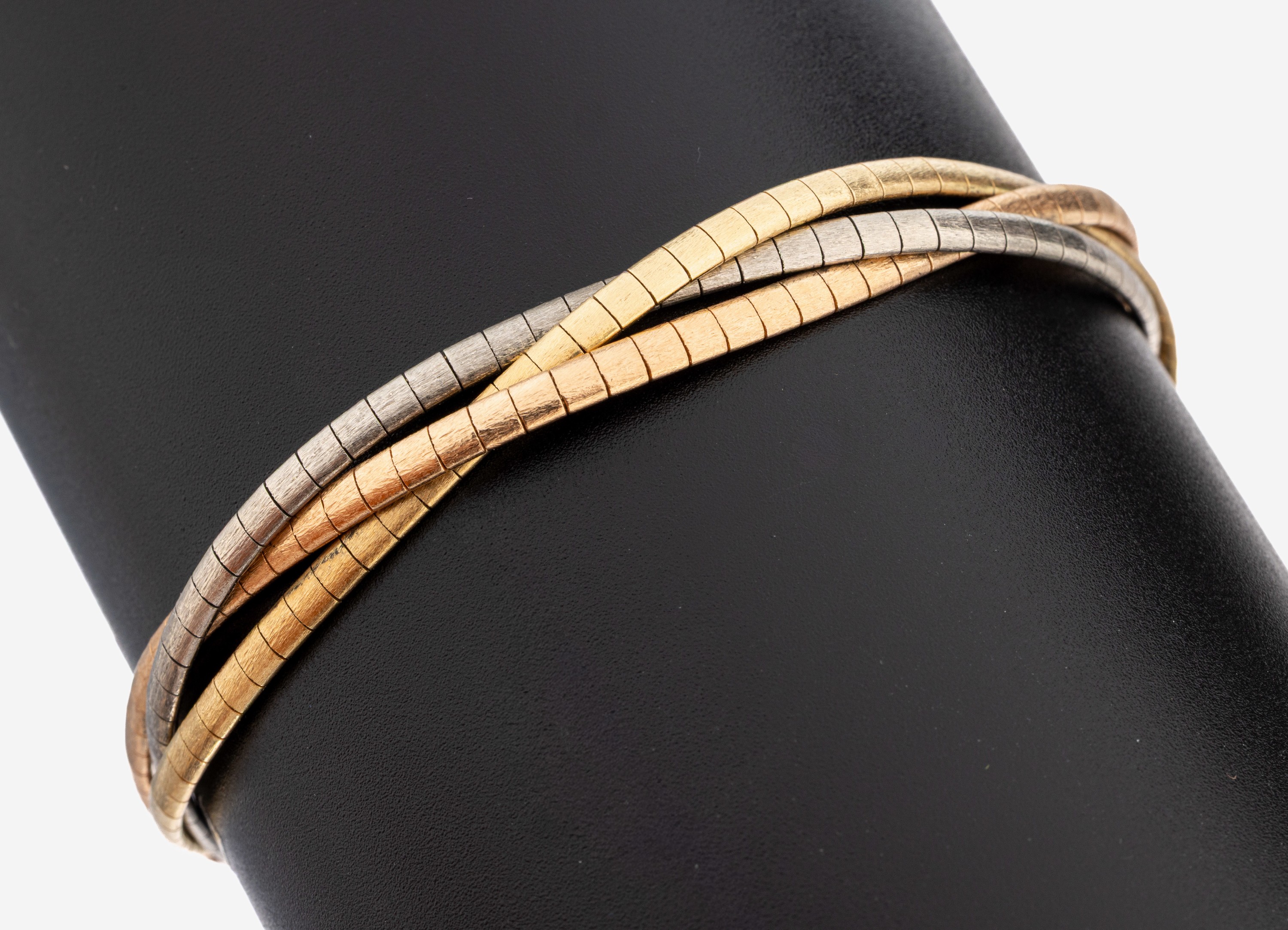 Image 27143659 - 14 kt Gold Armband, 1950er-60er Jahre, GG/WG/RG 585/000, Oberfläche sat., ...