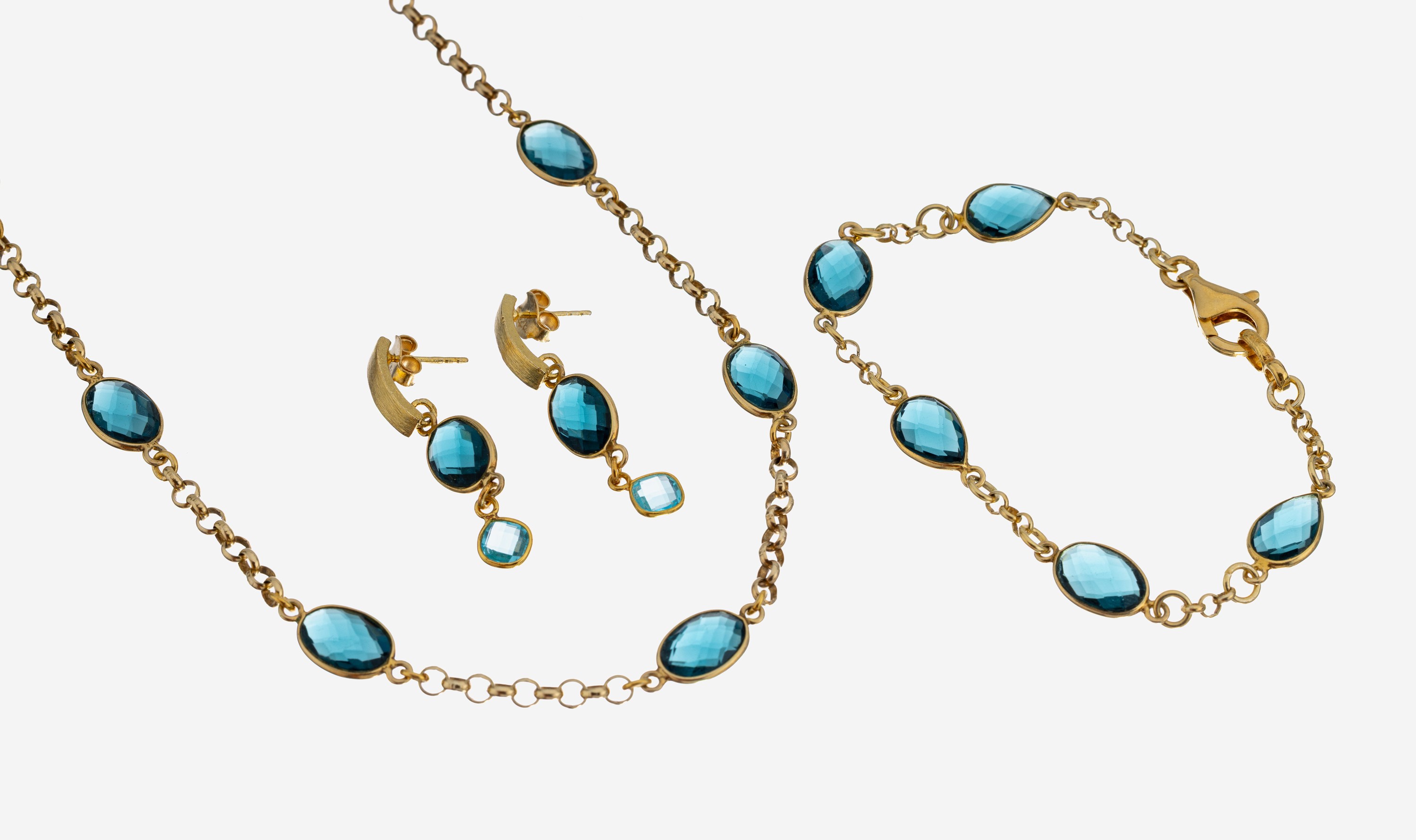 Image 27143673 - Blautopas-Schmuckset, 925er Silber verg., best. aus: 1 Collier, L. ca. 54 cm, ...