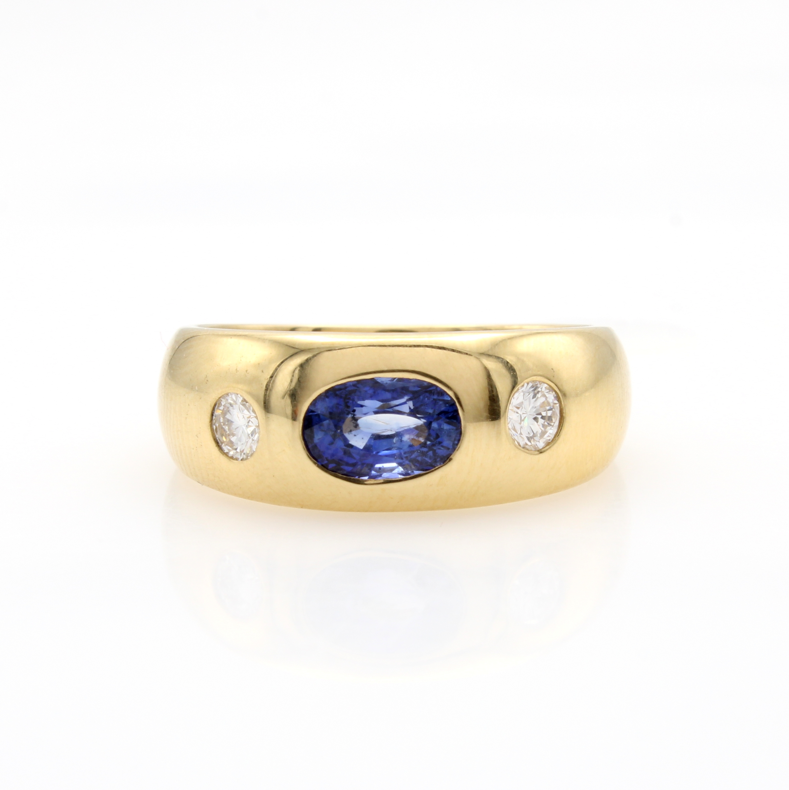 Image 27143698 - Bandring mit Saphir und Brillanten, GG 750/ 000, ovaler Saphir ca. 1.39 ct, 2 Brill. ...