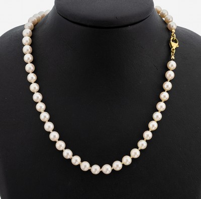 Image Perl-Collier mit 8 kt Gold Schließe, GG 333/000, Akoyazuchtperlen, D. ca. 6.6-6.8 mm, ...