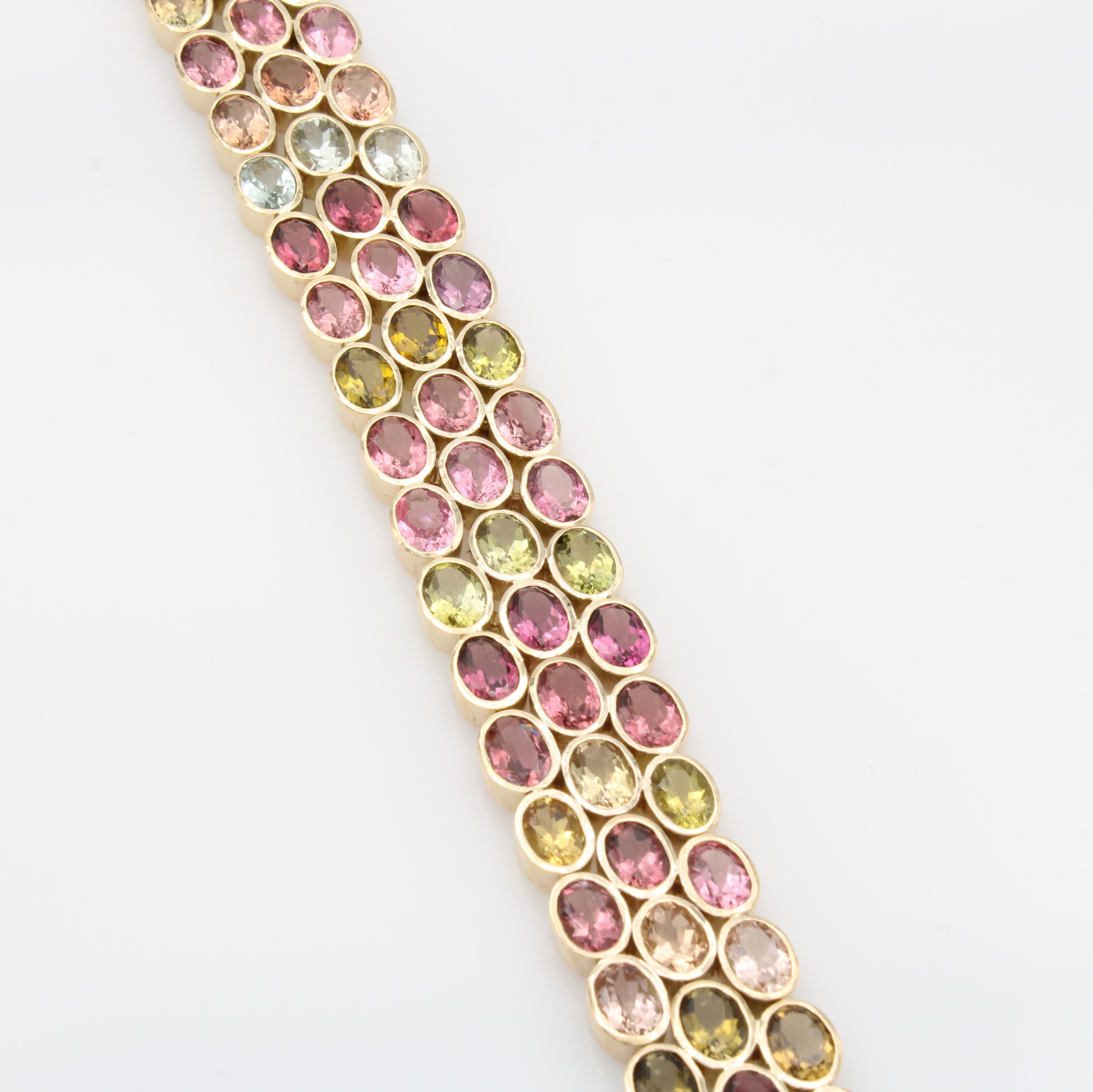 Image 27143725 - Armband mit Turmalinen, GG 585/000, 3-rhg. Optik, ovale Turmaline in versch. Farben zus. ...