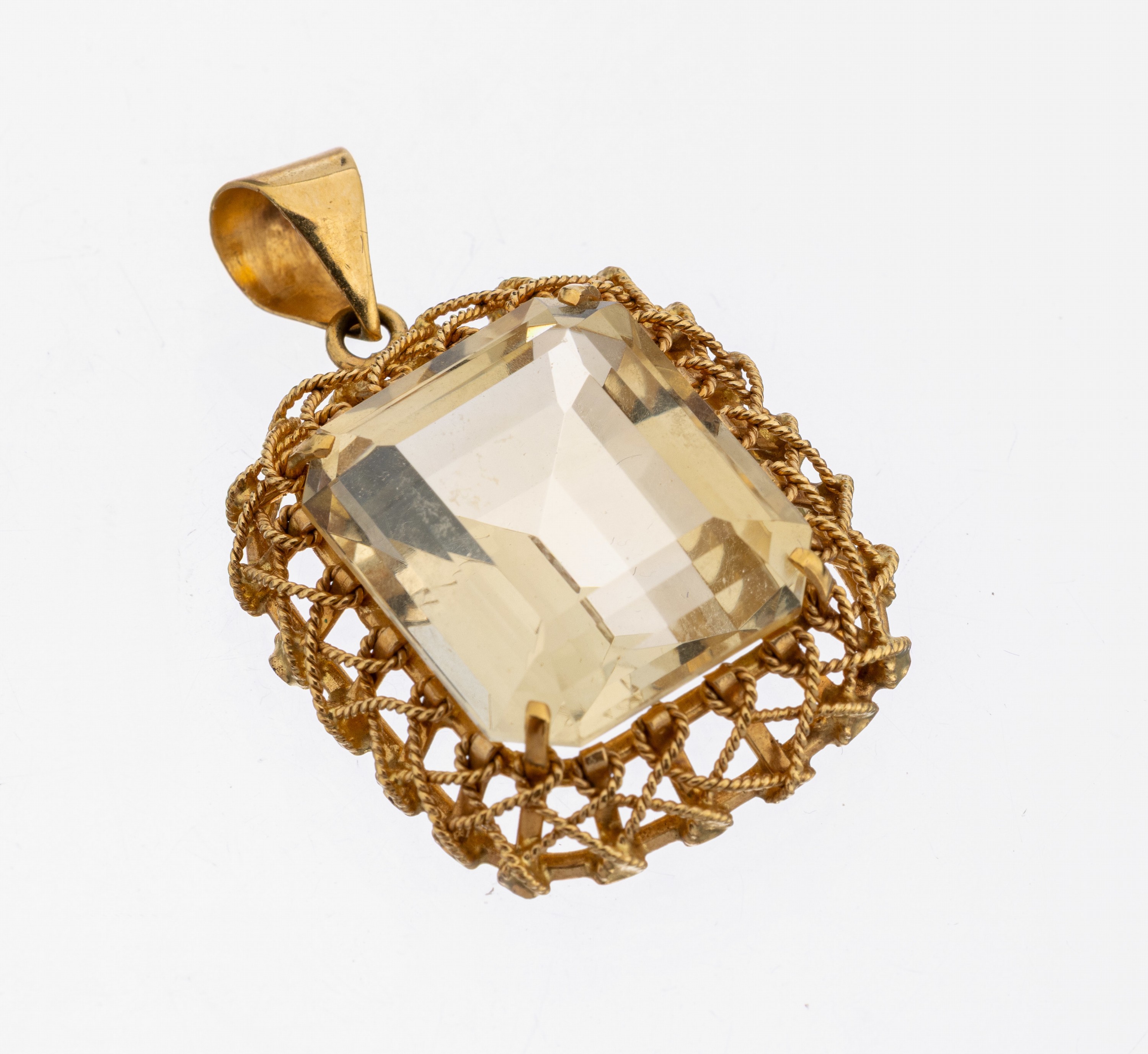 Image 27143771 - 18 kt Gold Citrin-Anhänger, GG 750/000, Citrin im Treppenschliff, Fassung ...
