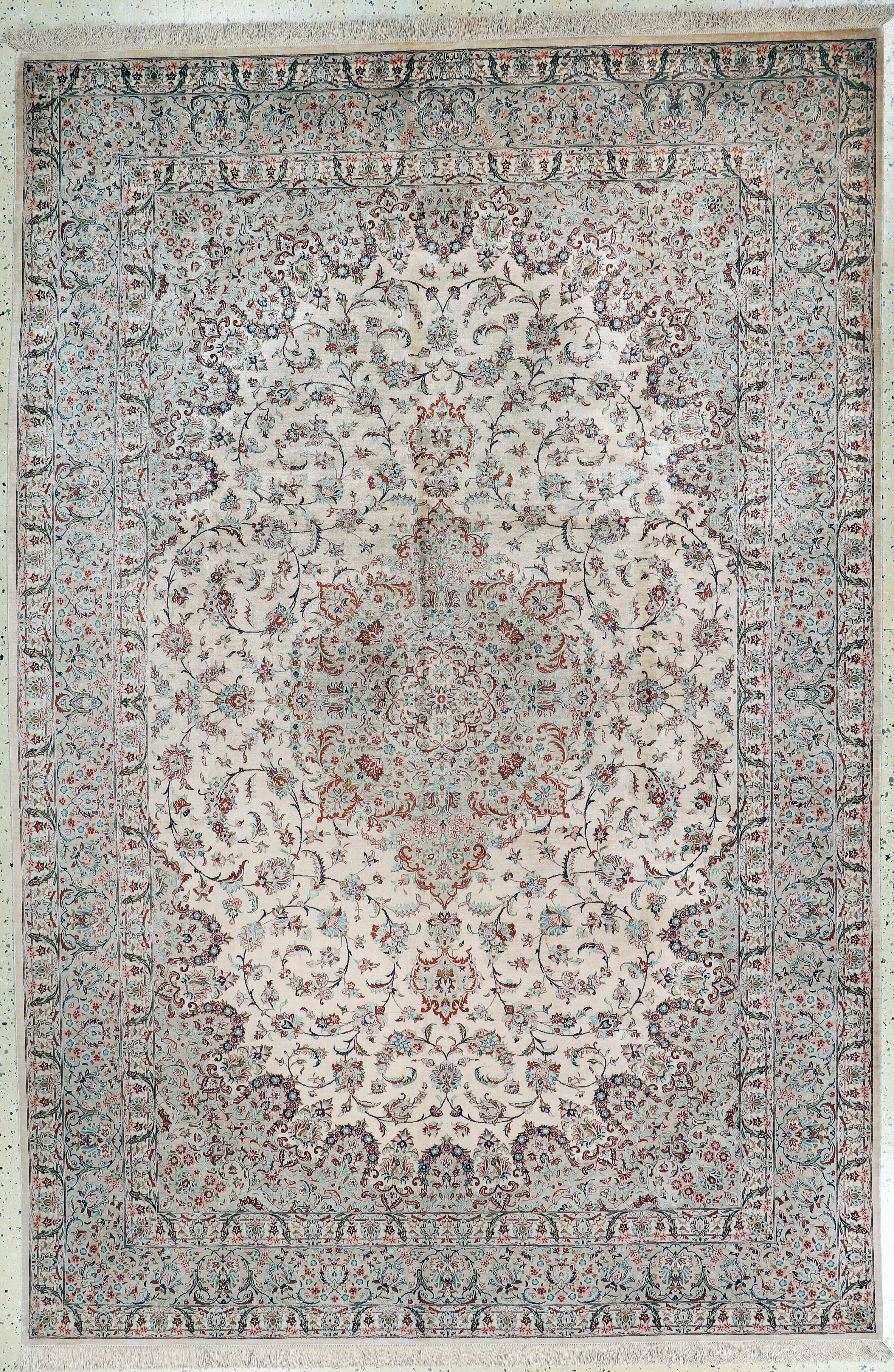 Image 27144028 - Keschan Seide fein Persien, signiert´Fallah´, Ende 20.Jhd, reine Naturseide, ca. 300 x ...