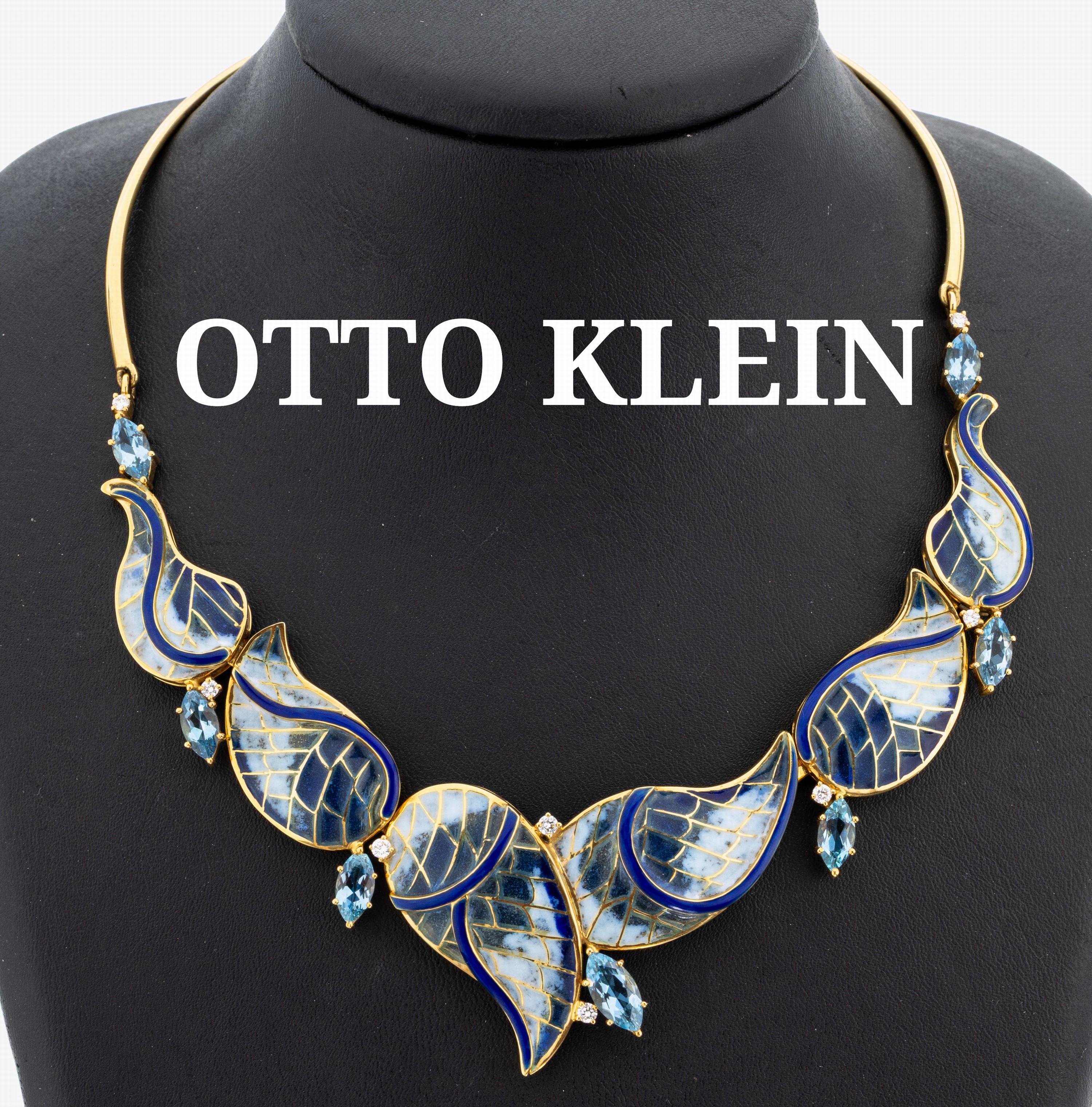 Image 27144071 - Prunkvolles 18 kt Gold OTTO KLEIN Email -Aquamarin-Brillant-Collier, GG 750/000, ...