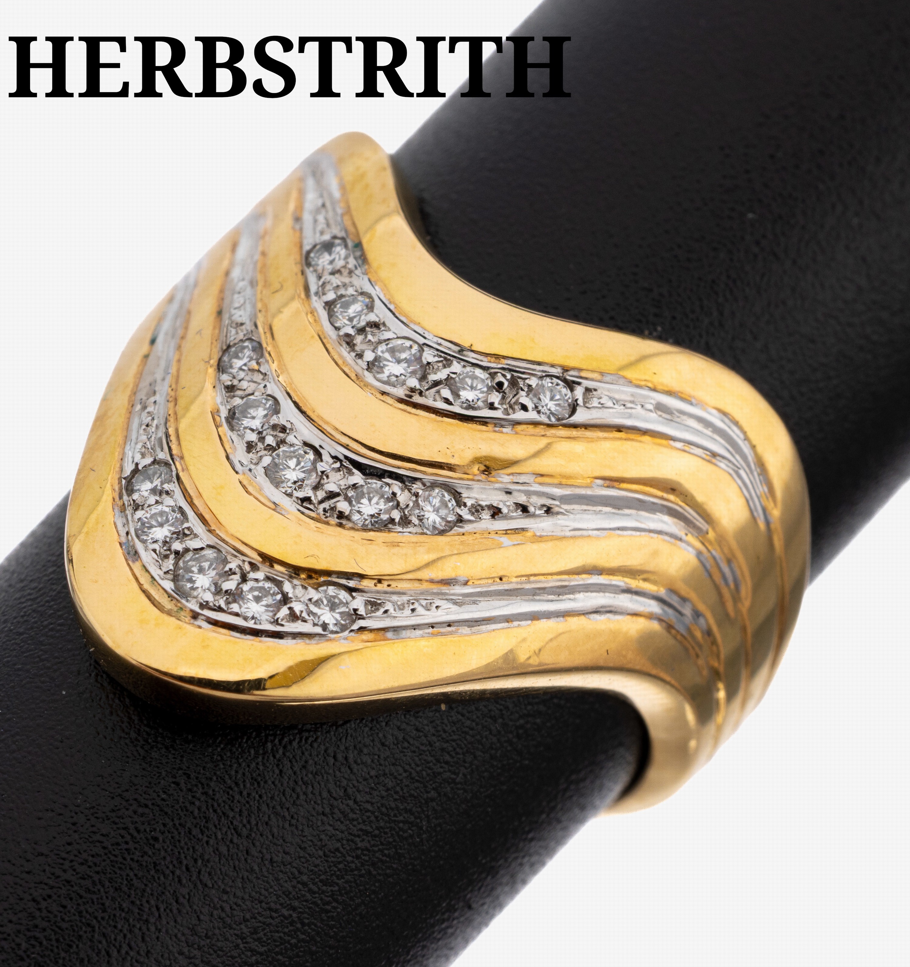 Image 27144074 - 18 kt Gold HERBSTRITH Brillant-Ring, GG/WG 750/000, geschwungenes ungewöhnliches ...