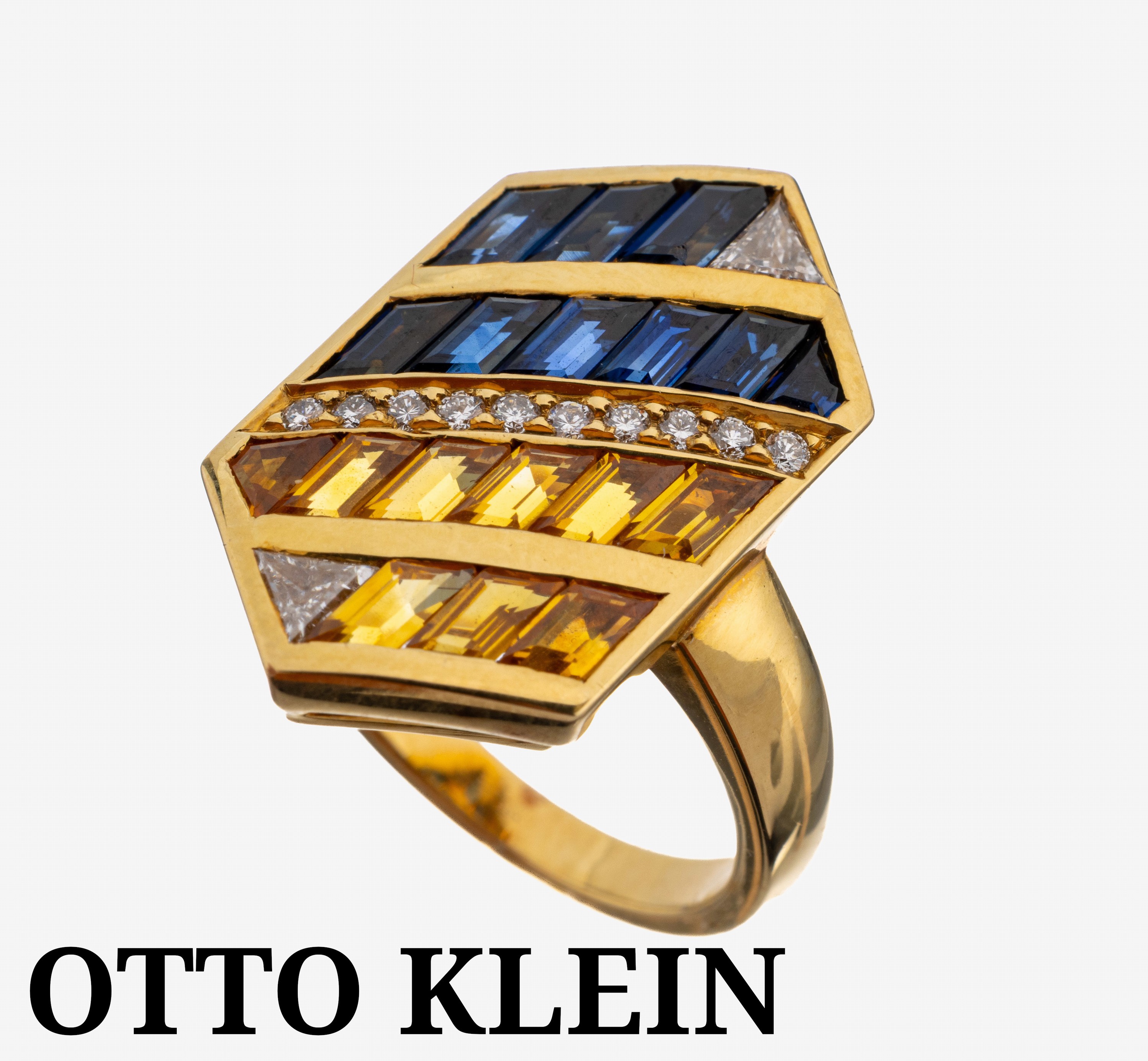 Image 27144075 - 18 kt Gold OTTO KLEIN Saphir-Diamant-Ring, GG 750/000, qualitätvolle Verarbeitung, 9 ...