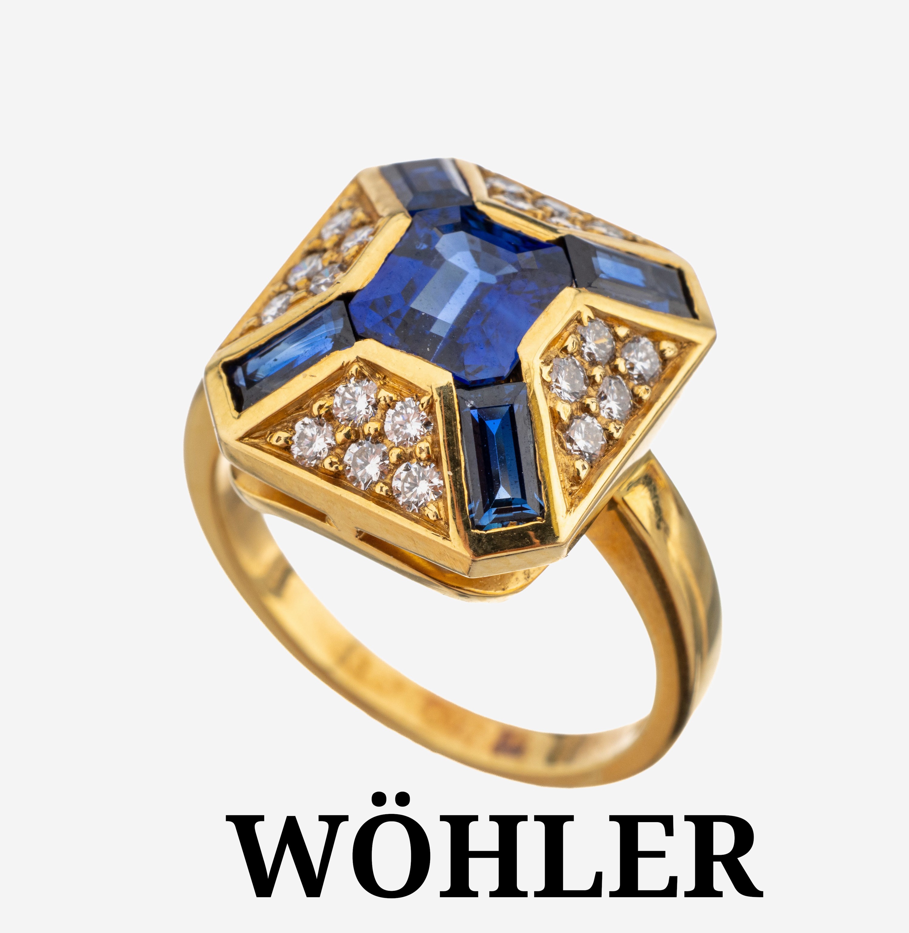 Image 27144077 - 18 kt Gold WÖHLER Saphir-Brillant-Ring, GG 750/000, qualitätvolle Verarbeitung, ...