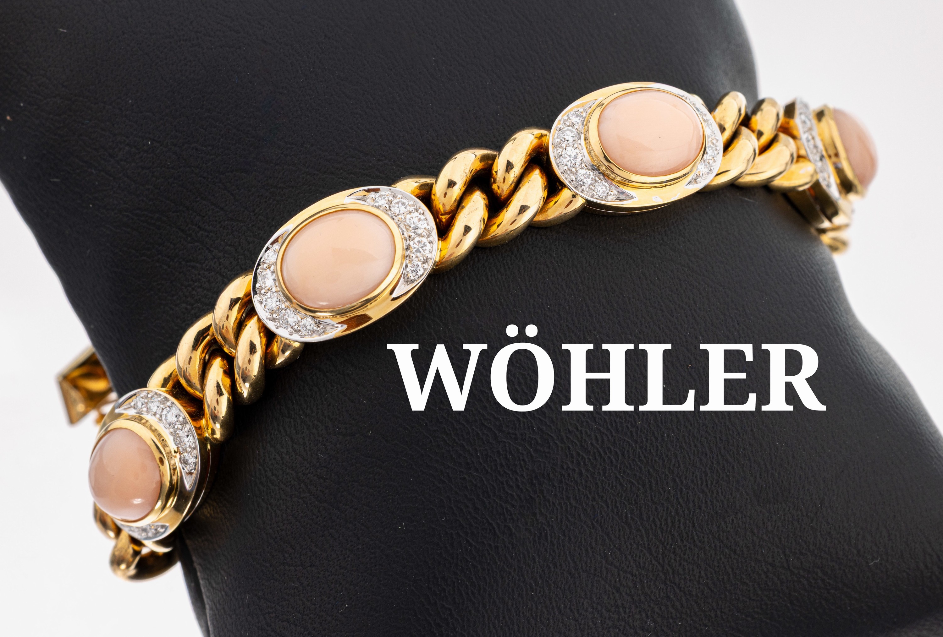 Image 27144084 - 18 kt Gold WÖHLER Korallen-Brillant-Armband, GG/WG 750/000, qualitätvolle ...