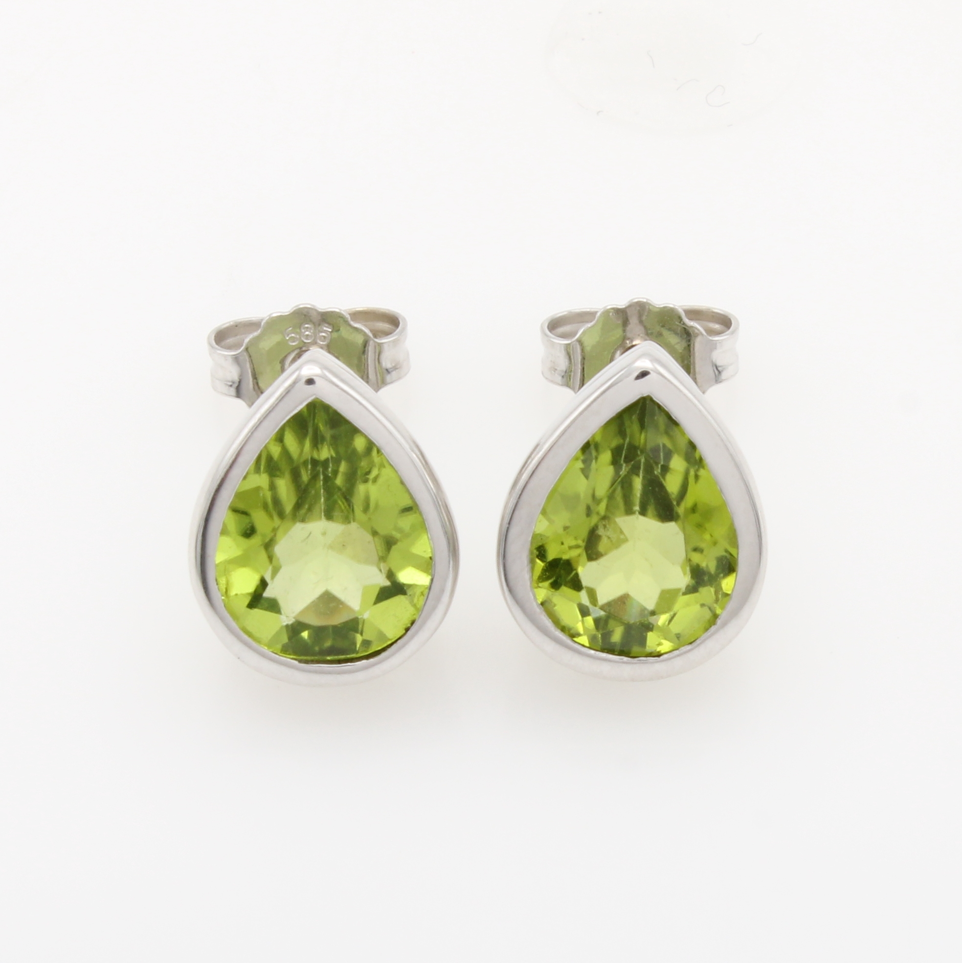 Image 27144091 - Paar Ohrstecker mit Peridots, WG 585/000, 2 Peridottropfen zus. ca. 4.5 ct, glatte ...