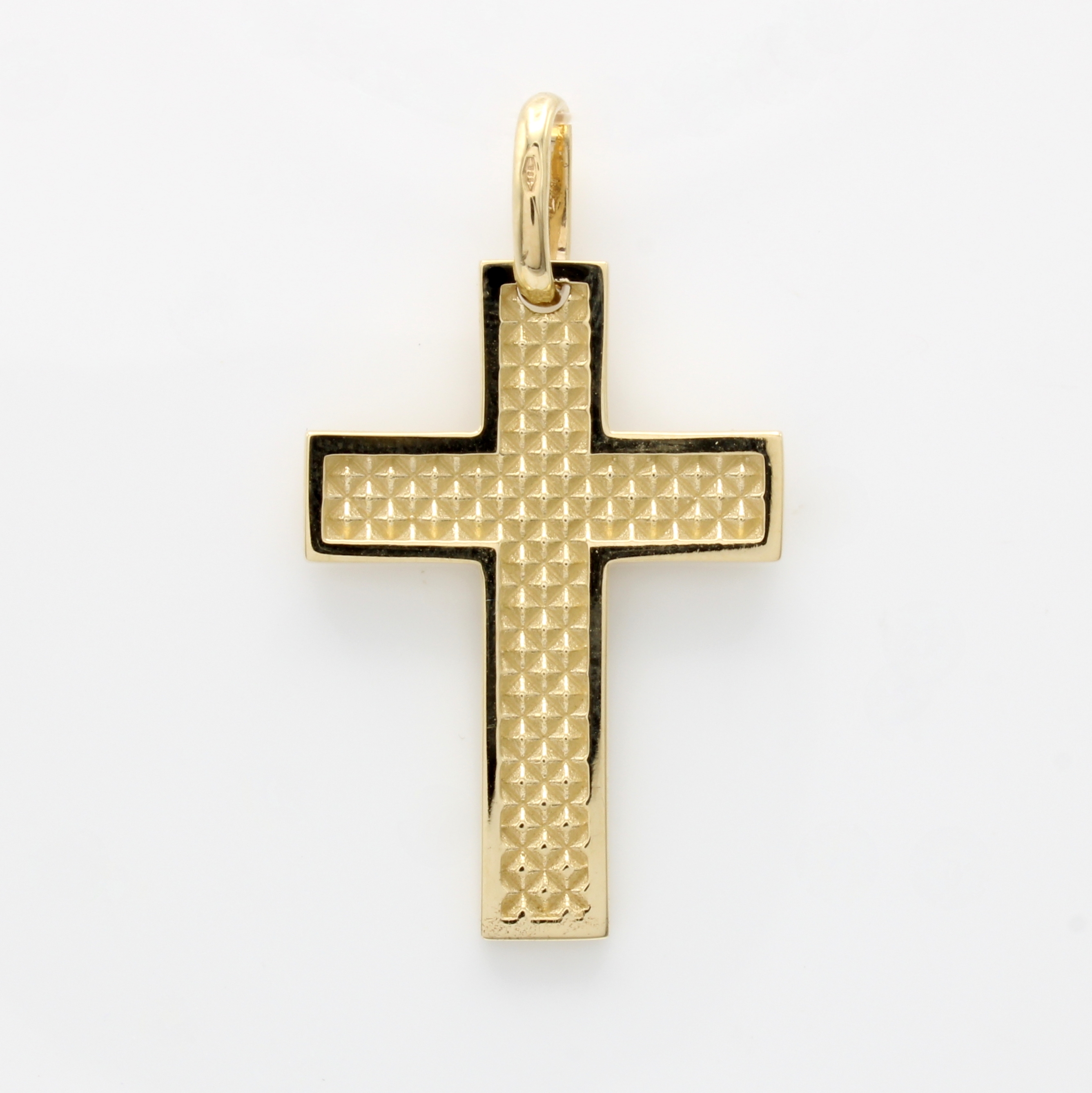 Image 27144199 - Kreuzanhänger, GG 585/000, mittig erhabene Struktur, M. ca. 30x22 mm