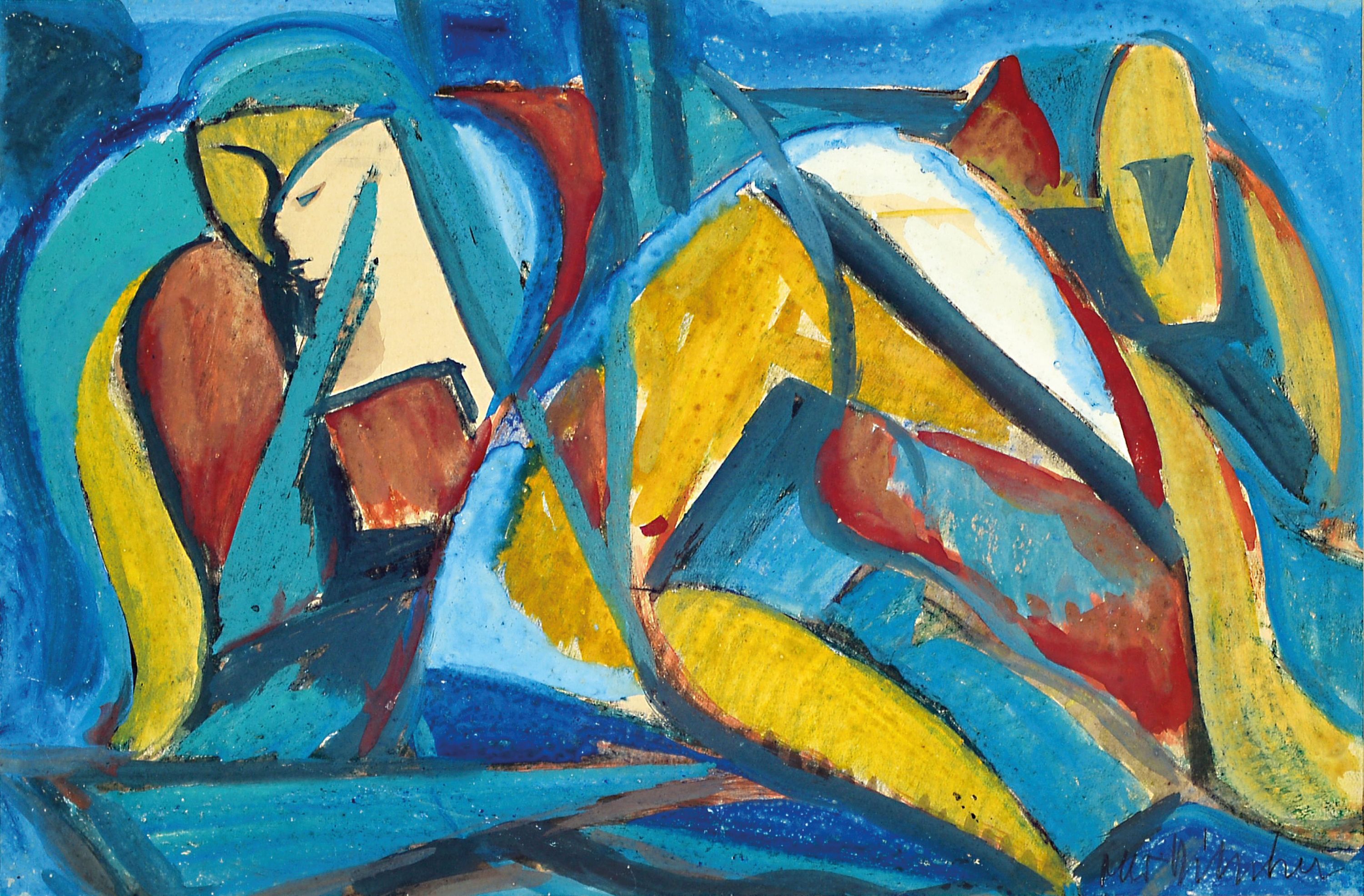 Image 27144309 - Otto Ditscher, 1903-1987 Neuhofen, Weiblicher Akt, abstrakt-kubistische Komposition, ...