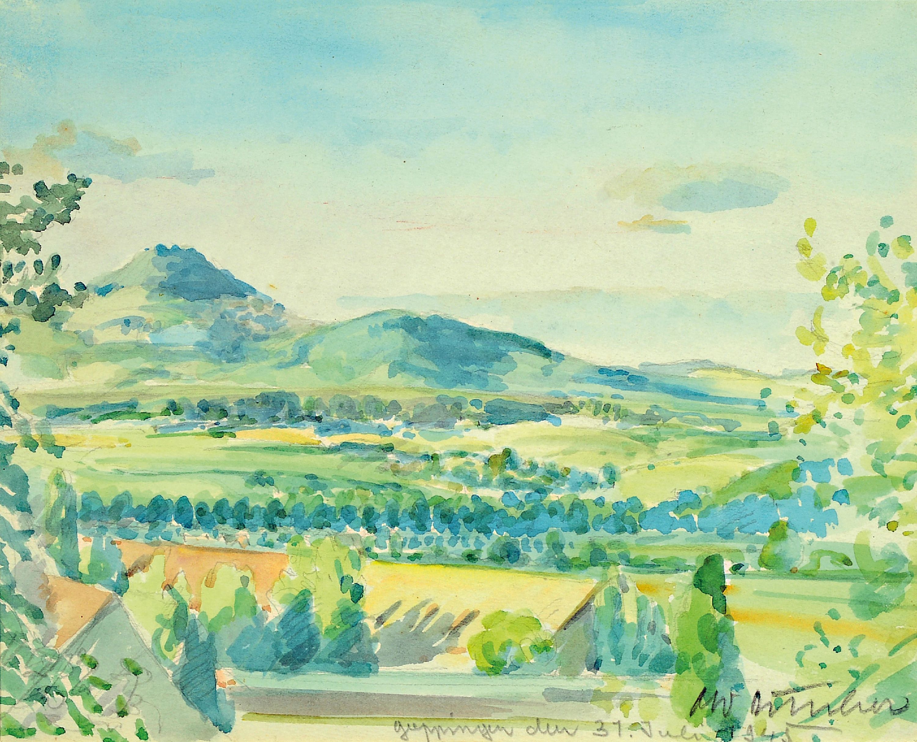 Image 27144333 - Otto Ditscher, 1903-1987 Neuhofen, 3 Aquarelle: 2x Heuernte in pfälzer Landschaft, 1939 ...