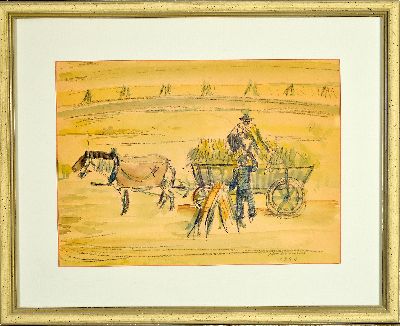 27144333k - Otto Ditscher, 1903-1987 Neuhofen, 3 Aquarelle: 2x Heuernte in pfälzer Landschaft, 1939 ...