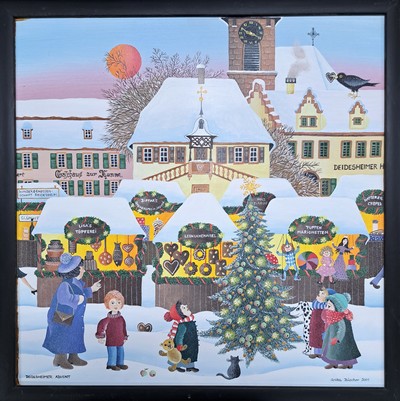 Image Anita Büscher, 1940 Ludwigshafen-Oggersheim - 2012, naive phantastische Komposition, ...
